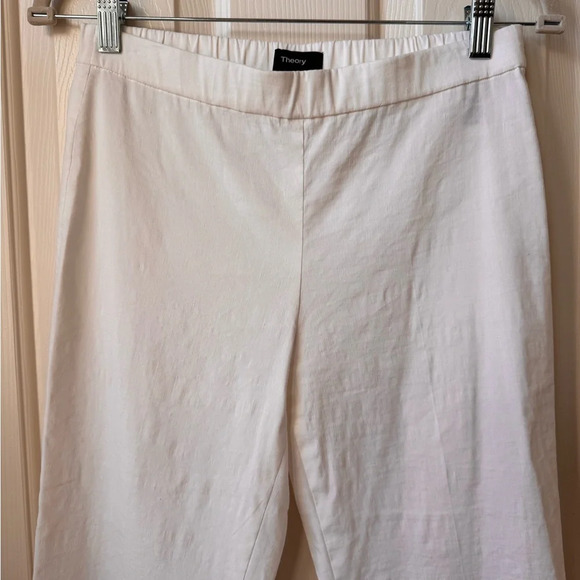 Theory Basic Linen Pull-on pants Eco Crunch Wash in white size 2 - Picture 10 of 12